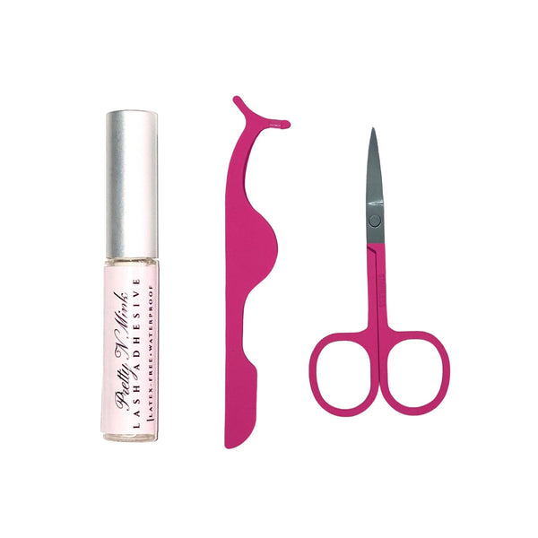 Lash Tool Set + Adhesive-Our Lash Tool Set + Adhesive includes everything you need for an easy lash application. This set is perfect for lash beginners that need tools and adhesive to get started or if you simply need to stock up on your everyday lash necessities. It includes a full-size lash adhesive, lash applicator, and pair of mini scissors. The compact size makes it perfect to add to your makeup/travel bag. Description Includes: 1 Lash Adhesive, 1 Lash Applicator, and 1 Pair of Mini Scissor
