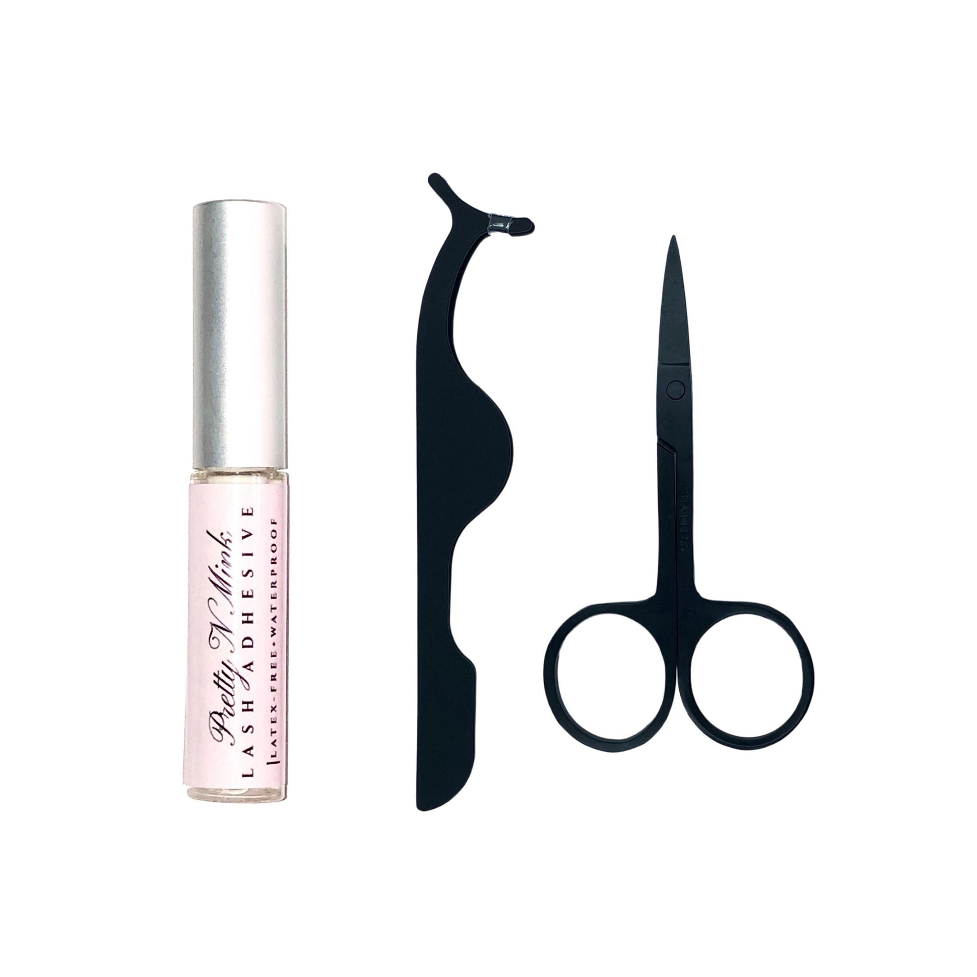 Lash Tool Set + Adhesive-Our Lash Tool Set + Adhesive includes everything you need for an easy lash application. This set is perfect for lash beginners that need tools and adhesive to get started or if you simply need to stock up on your everyday lash necessities. It includes a full-size lash adhesive, lash applicator, and pair of mini scissors. The compact size makes it perfect to add to your makeup/travel bag. Description Includes: 1 Lash Adhesive, 1 Lash Applicator, and 1 Pair of Mini Scissor